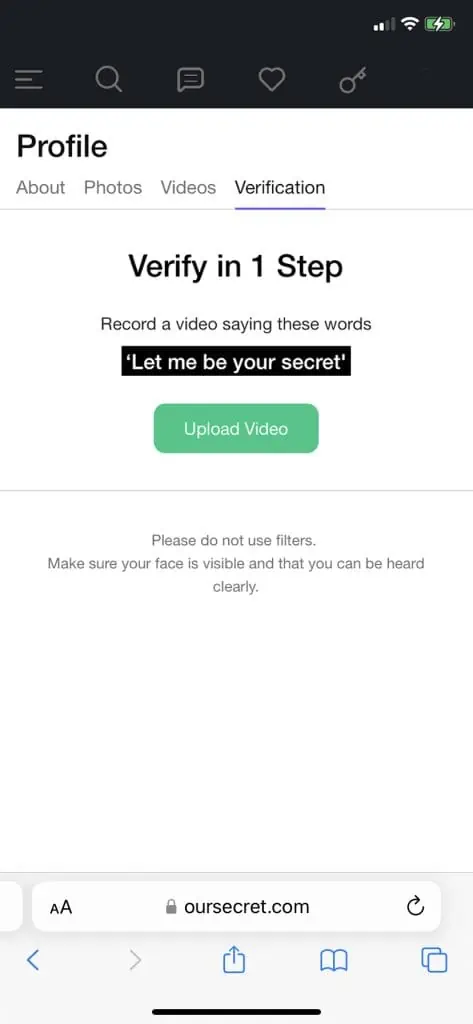 Our Secret Sign Up Process Screenshot - Step 8