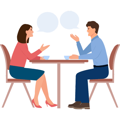 couple talking at table