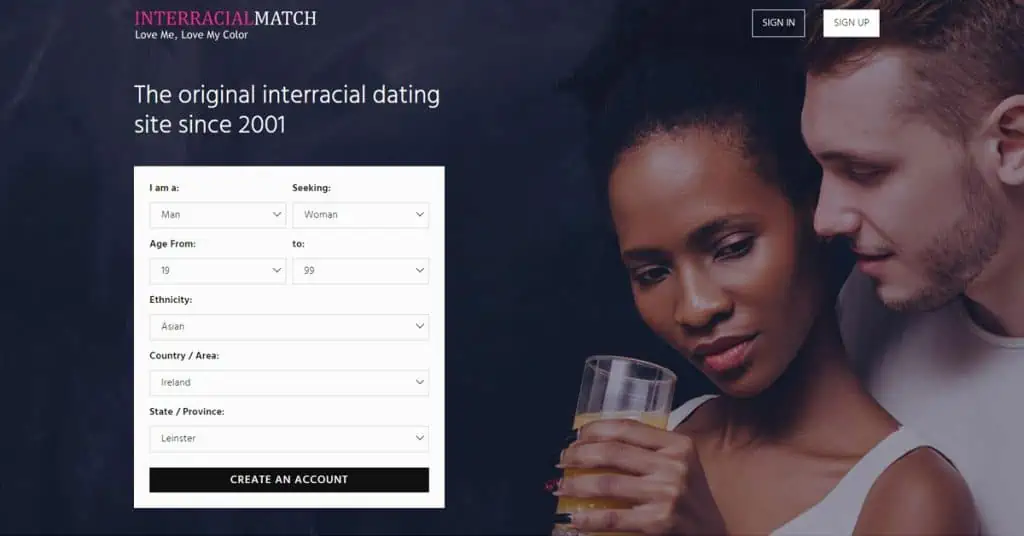 InterracialMatch Homepage Screenshot