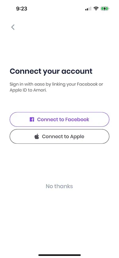 Amori Sign Up Process Screenshot - Step 4