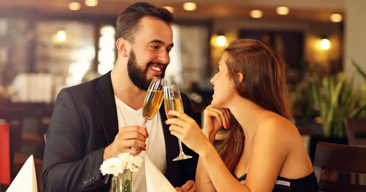 man with facial hair on date