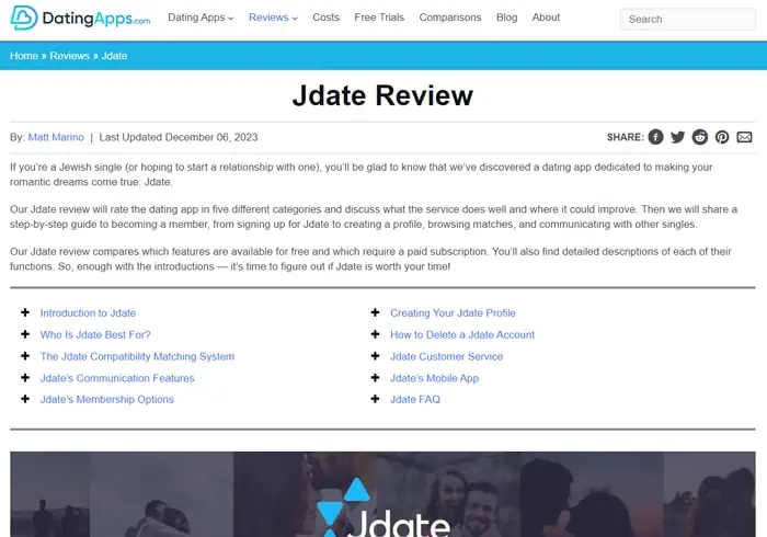 Jdate Review Page Screenshot