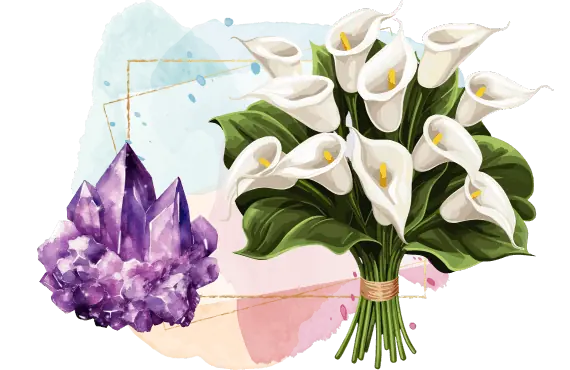 calla lily and amethyst