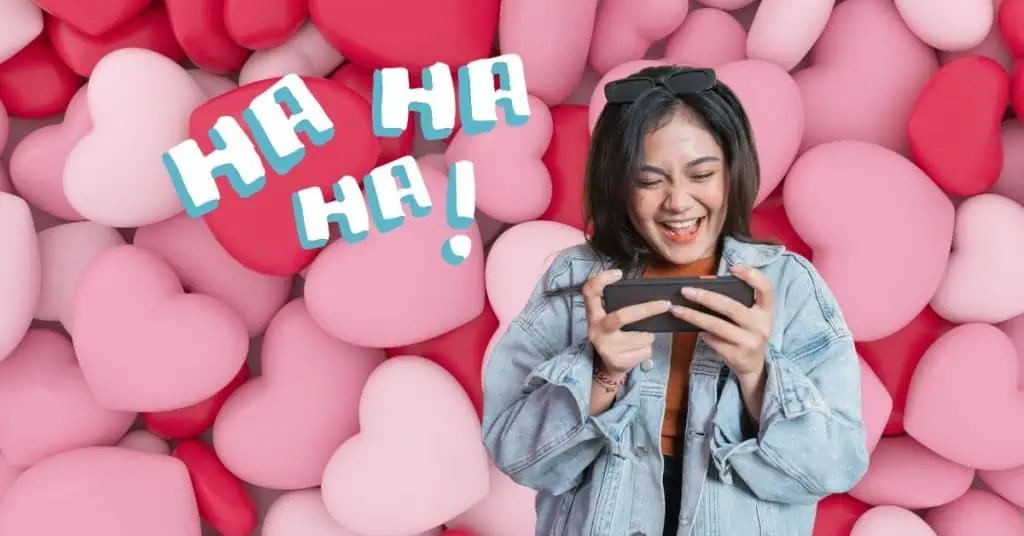 Woman laughing at valentines day memes