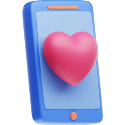 cellphone with heart graphic
