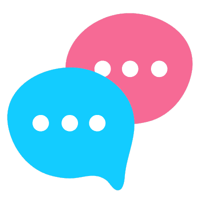 blue and pink text bubbles