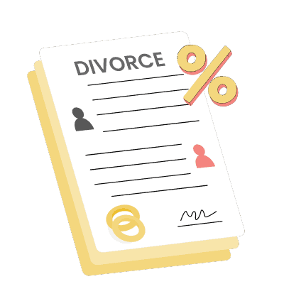 divorce papers with percentage sign