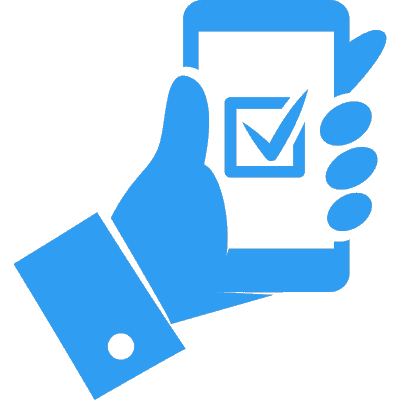 hand holding phone with checkmark on screen