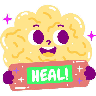 happy brain holding bandaid that says heal