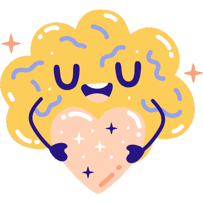 happy cloud with eyes closed holding heart