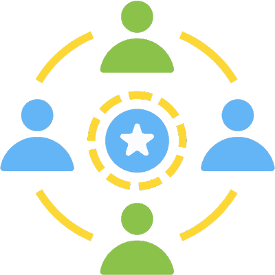 influencing graphic with four people in circle and star in the middle