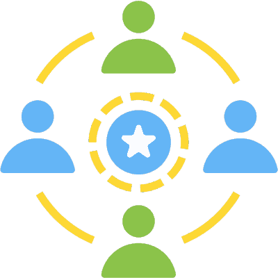 influencing graphic with four people in circle and star in the middle