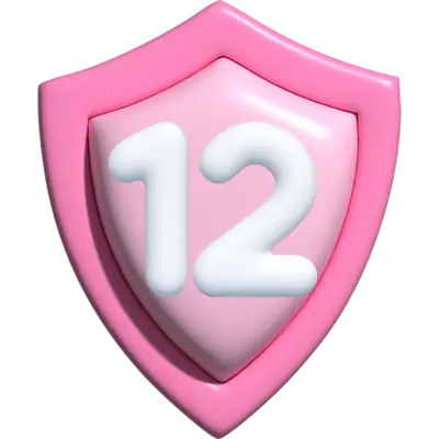 pink shield with #12