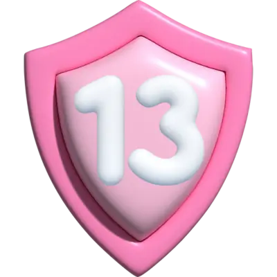 pink shield with #13