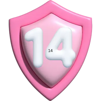 pink shield with #14