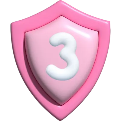 pink shield with #3