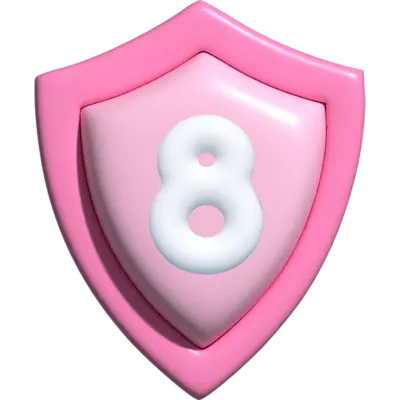pink shield with #8