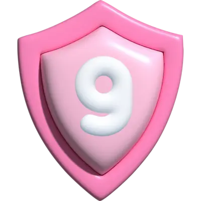 pink shield with #9