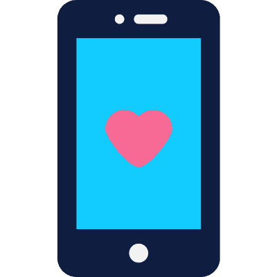 smartphone with heart on screen