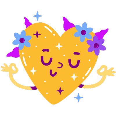 smiling heart meditating with flowers