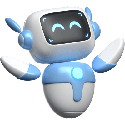ai robot with arms in the air smiling