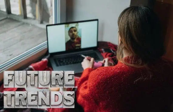 Man and Woman Having an Online Date - Future Trends Man and Woman Having an Online Date - Future Trends