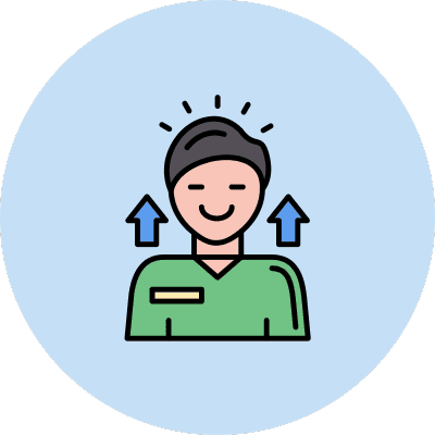 a person with arrows going up smiling