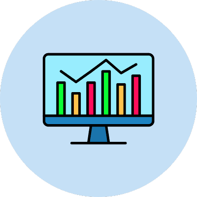 bar and line graph on computer