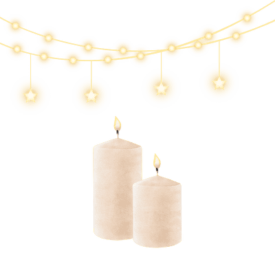 fairy lights and candles