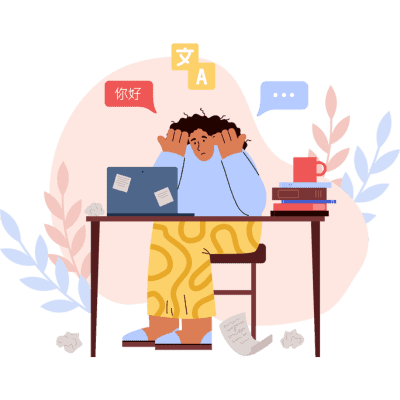 person learning language at computer