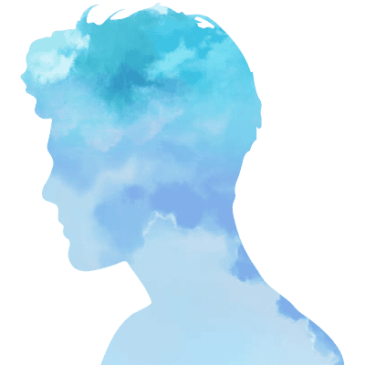 Head Man Silhouette Blue