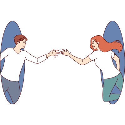 man and woman touching hands