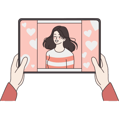 person on video call with woman