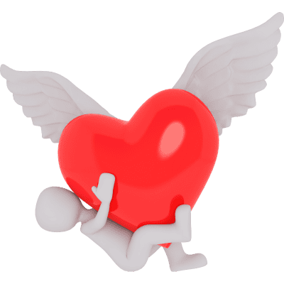 person holding onto heart with wings