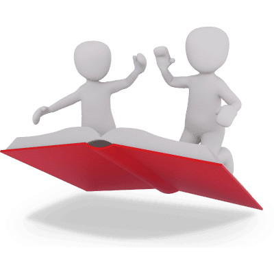 two people with book