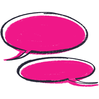 two pink speech bubbles