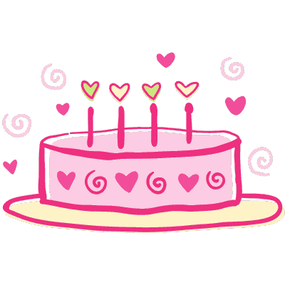 cake with hearts and candles