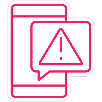caution sign on smartphone