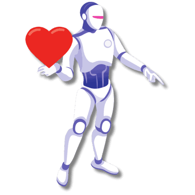 AI Bot holding heart