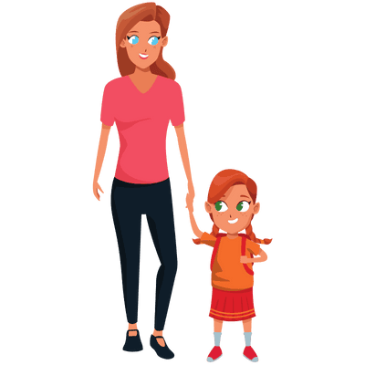 single mother holding hands with daughter