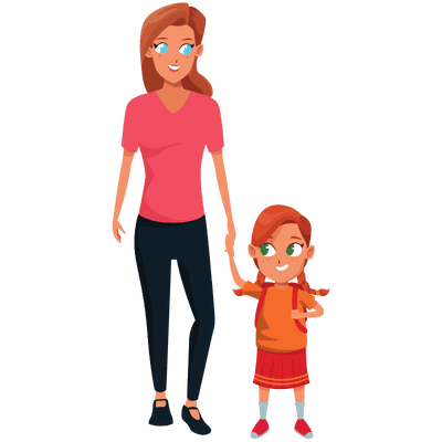 single mother holding hands with daughter