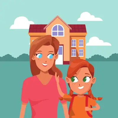 Single mother with daughter