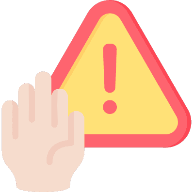 caution sign with hand up