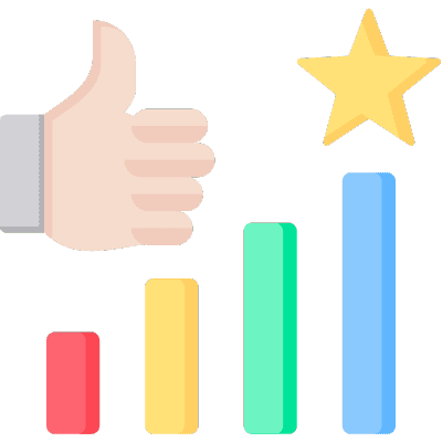 growing graph with star and thumbs up