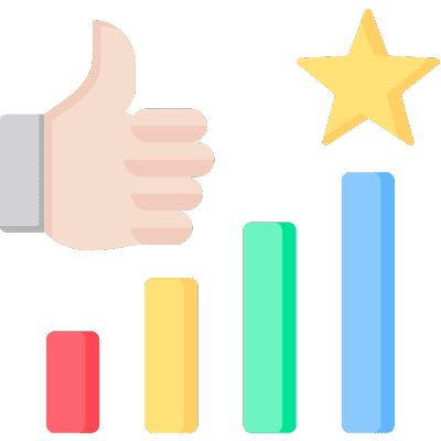 growing graph with star and thumbs up